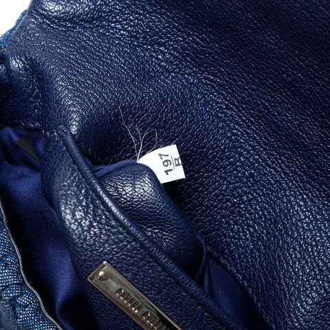 Miu Miu Denim Matelasse Crystal Mini Shoulder Bag Navy WS22073