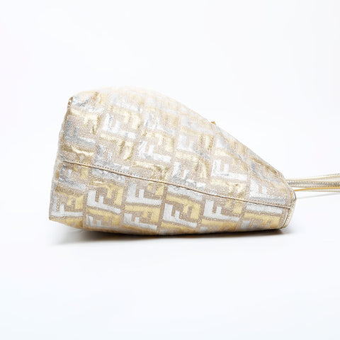 フェンディ FENDI ズッカ ジャガード ラメ トートバッグ ゴールド WS22074