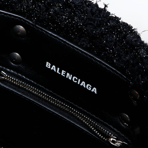 BALENCIAGA Bistro XXS 2way Lame Handbag black WS22075