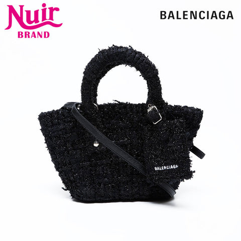 BALENCIAGA Bistro XXS 2way Lame Handbag black WS22075