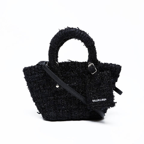 BALENCIAGA Bistro XXS 2way Lame Handbag black WS22075