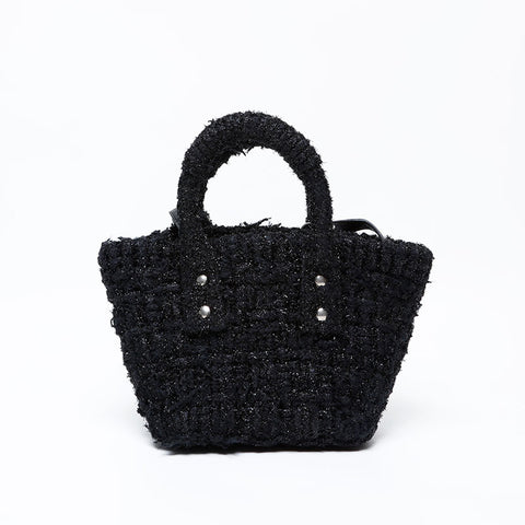 BALENCIAGA Bistro XXS 2way Lame Handbag black WS22075