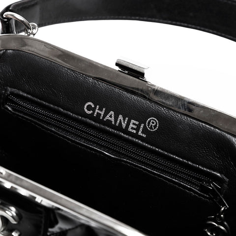 CHANEL No. 4 1996-1997 Patent Leather Coco Mark Vanity Purse Handbag black WS22076