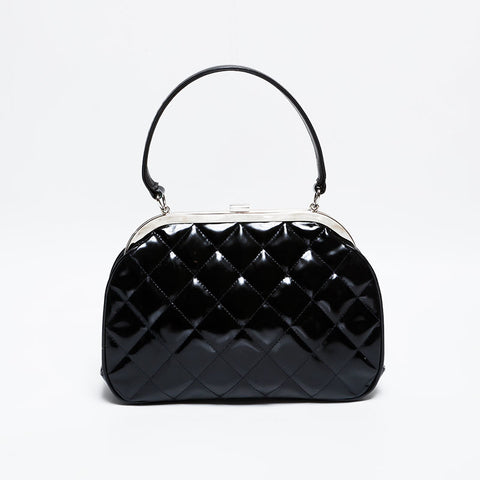 CHANEL No. 4 1996-1997 Patent Leather Coco Mark Vanity Purse Handbag black WS22076