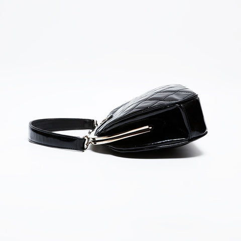 CHANEL No. 4 1996-1997 Patent Leather Coco Mark Vanity Purse Handbag black WS22076
