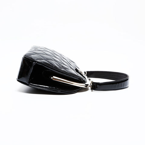 CHANEL No. 4 1996-1997 Patent Leather Coco Mark Vanity Purse Handbag black WS22076