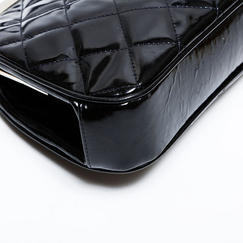 CHANEL No. 4 1996-1997 Patent Leather Coco Mark Vanity Purse Handbag black WS22076