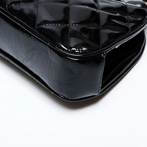 CHANEL No. 4 1996-1997 Patent Leather Coco Mark Vanity Purse Handbag black WS22076