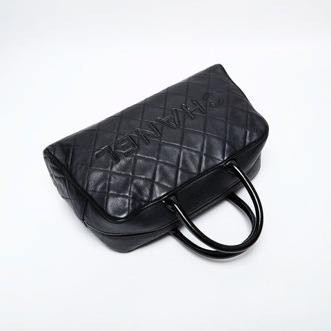 CHANEL No. 6 2000-2002 Caviar Bowling Bag Boston bag black WS22077