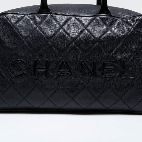 CHANEL No. 6 2000-2002 Caviar Bowling Bag Boston bag black WS22077