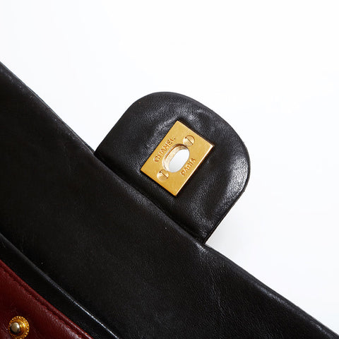 CHANEL No. 2 1991-1994 Lambskin Matelasse 9.8" Double Flap Shoulder Bag black WS22078