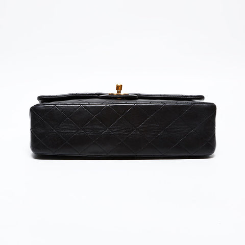 CHANEL No. 2 1991-1994 Lambskin Matelasse 9.8" Double Flap Shoulder Bag black WS22078