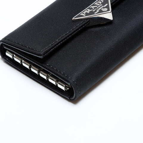 プラダ PRADA トライアングル ロゴ ナイロン キーケース ブラック WS22085
