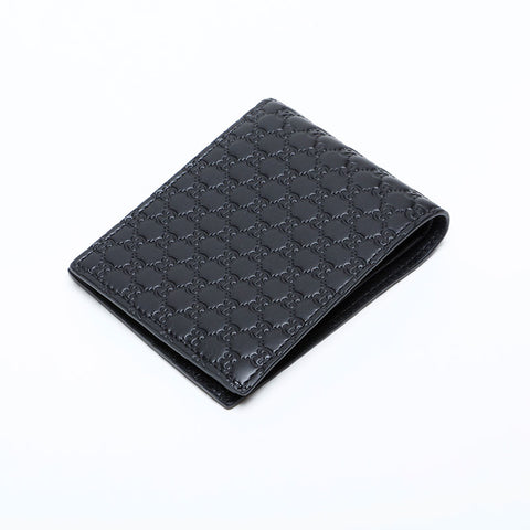 Gucci Micro GG Shima Leather Bifold钱包黑色WS22093