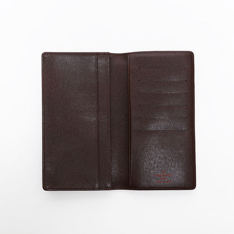 Louis Vuitton 2001 Damier Bifold Wallet Portefeuille Brazza Ebene Purse Brown WS22094