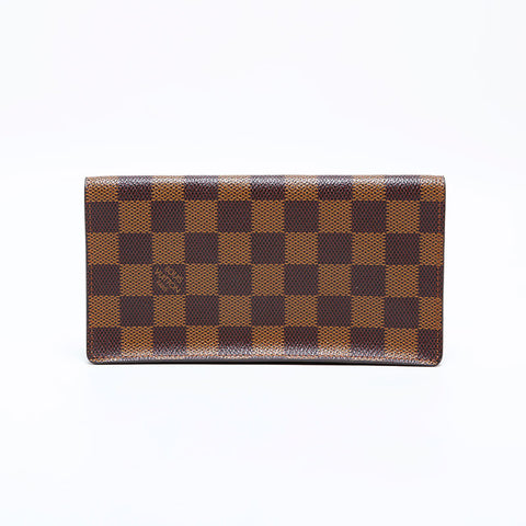 Louis Vuitton 2001 Damier Bifold Wallet Portefeuille Brazza Ebene Purse Brown WS22094