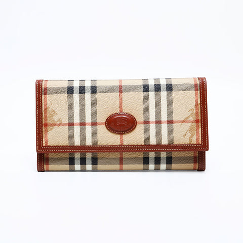 Burberry Nova检查PVC Tri-Fold Purse Beige WS22095