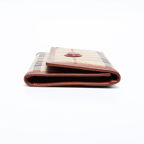 Burberry Nova检查PVC Tri-Fold Purse Beige WS22095
