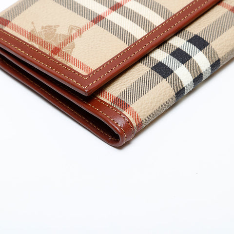 Burberry Nova检查PVC Tri-Fold Purse Beige WS22095
