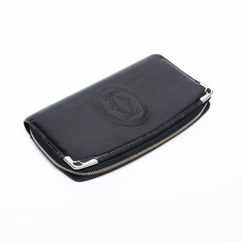 卡地亚必须做圆形Zip Purse Black WS22096
