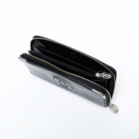 卡地亚必须做圆形Zip Purse Black WS22096