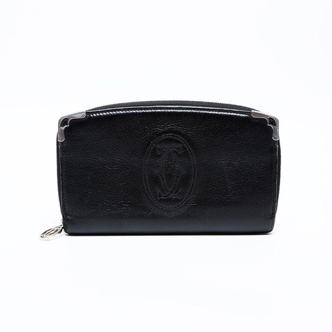 卡地亚必须做圆形Zip Purse Black WS22096