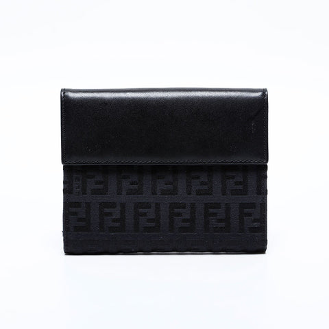 Fendi Zucchino帆布Bifold钱包黑色WS22099