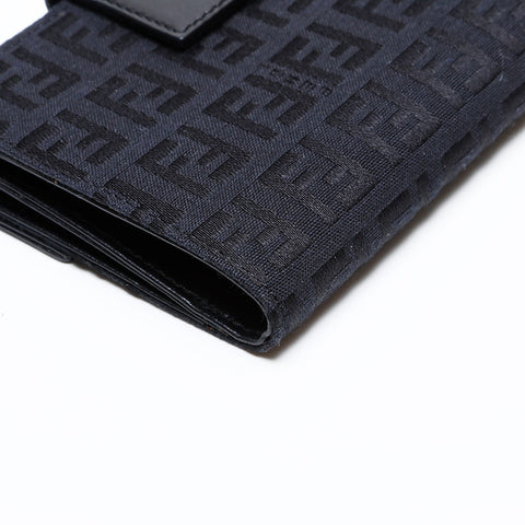 Fendi Zucchino帆布Bifold钱包黑色WS22099