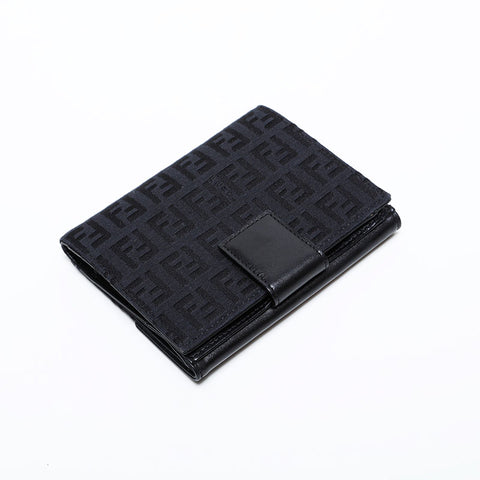 Fendi Zucchino帆布Bifold钱包黑色WS22099
