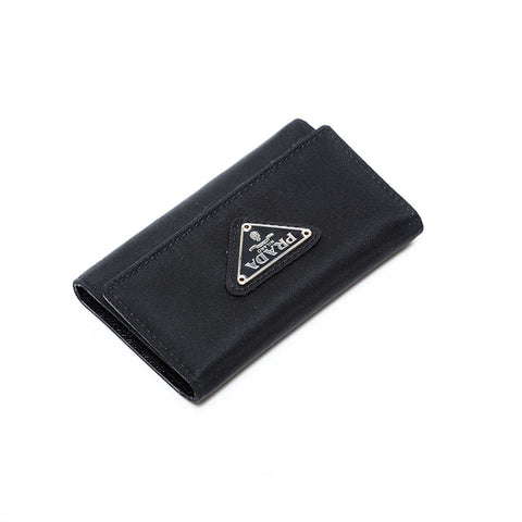Prada Nylon Triangle徽标钥匙支架黑色WS22100