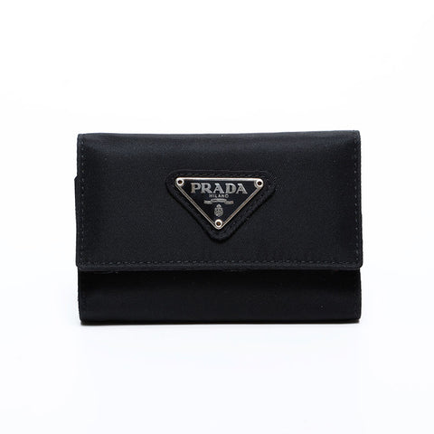 Prada Nylon Triangle徽标钥匙支架黑色WS22100
