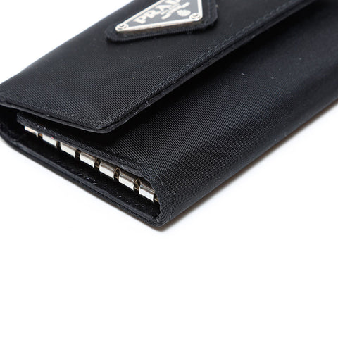 Prada Nylon Triangle徽标钥匙支架黑色WS22100