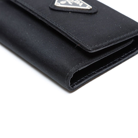 Prada Nylon Triangle徽标钥匙支架黑色WS22100