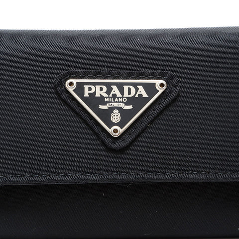 Prada Nylon Triangle徽标钥匙支架黑色WS22100