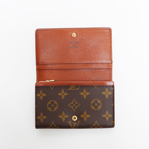 LOUIS VUITTON 1995 Monogram Porte-Monnaie Bien-Trésor Bifold Wallet Brown WS22103