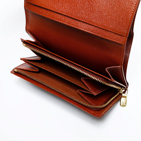 LOUIS VUITTON 1995 Monogram Porte-Monnaie Bien-Trésor Bifold Wallet Brown WS22103