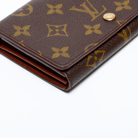 LOUIS VUITTON 1995 Monogram Porte-Monnaie Bien-Trésor Bifold Wallet Brown WS22103