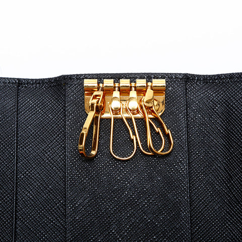 PRADA Safiano porte-clés en cuir noir WS22106