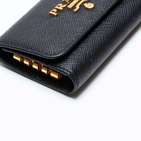 PRADA Safiano porte-clés en cuir noir WS22106