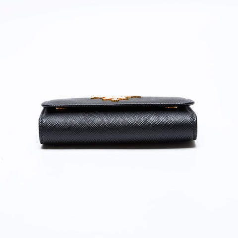 PRADA Safiano porte-clés en cuir noir WS22106
