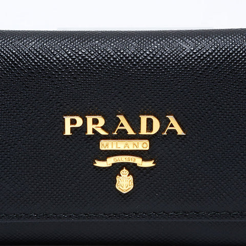 PRADA Safiano porte-clés en cuir noir WS22106