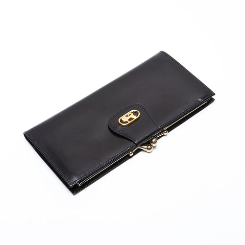 CELINE Carriage Metal Leather Bifold Wallet black WS22107
