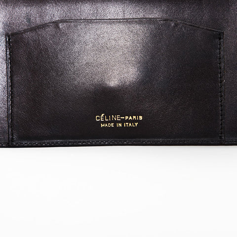 CELINE Carriage Metal Leather Bifold Wallet black WS22107