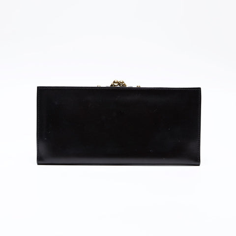 CELINE Carriage Metal Leather Bifold Wallet black WS22107