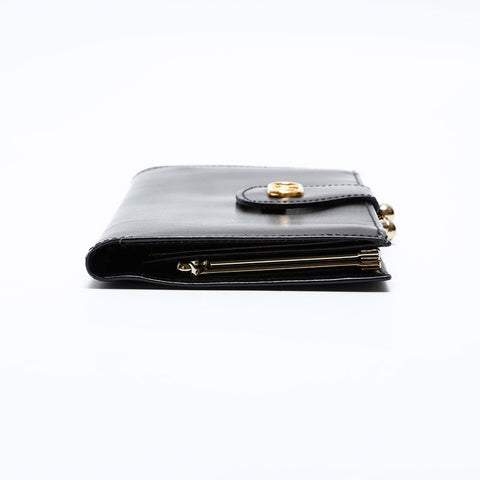 CELINE Carriage Metal Leather Bifold Wallet black WS22107