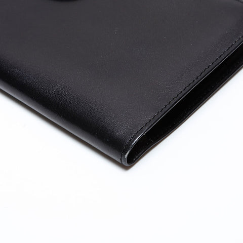 CELINE Carriage Metal Leather Bifold Wallet black WS22107