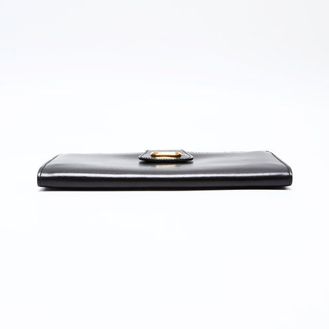 CELINE Carriage Metal Leather Bifold Wallet black WS22107