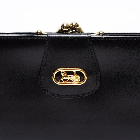 CELINE Carriage Metal Leather Bifold Wallet black WS22107