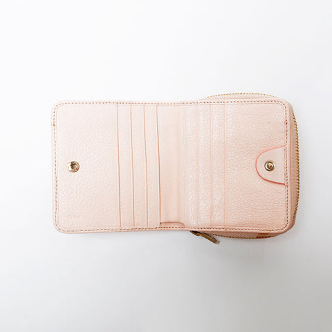 Chloe Ribbon Leather Bifold Wallet pink WS22108