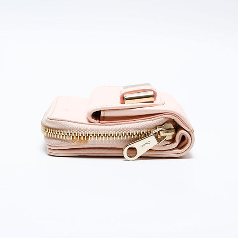 Chloe Ribbon Leather Bifold Wallet pink WS22108